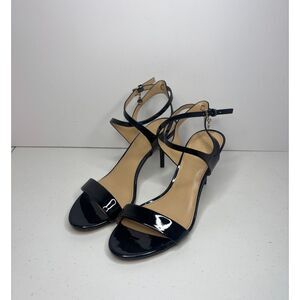 Michael Kors Simone Leather Mid Sandal Heel Ankle Strap Adjustable Designer